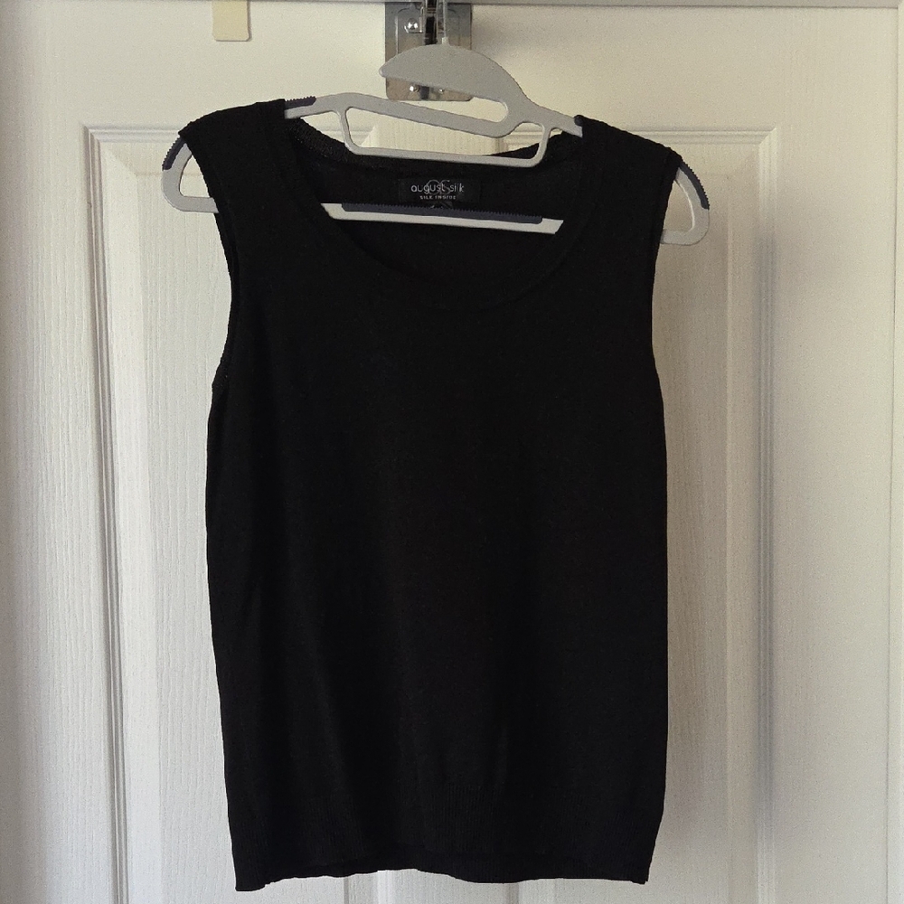 august silk Black Sleeveless Knit Tank Top